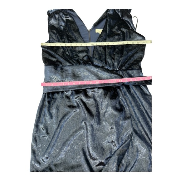 HALSTON LENNOX SLEEVELESS SHIMMER VELVET MINI DRESS IN BLUE NWOT - Picture 5 of 10